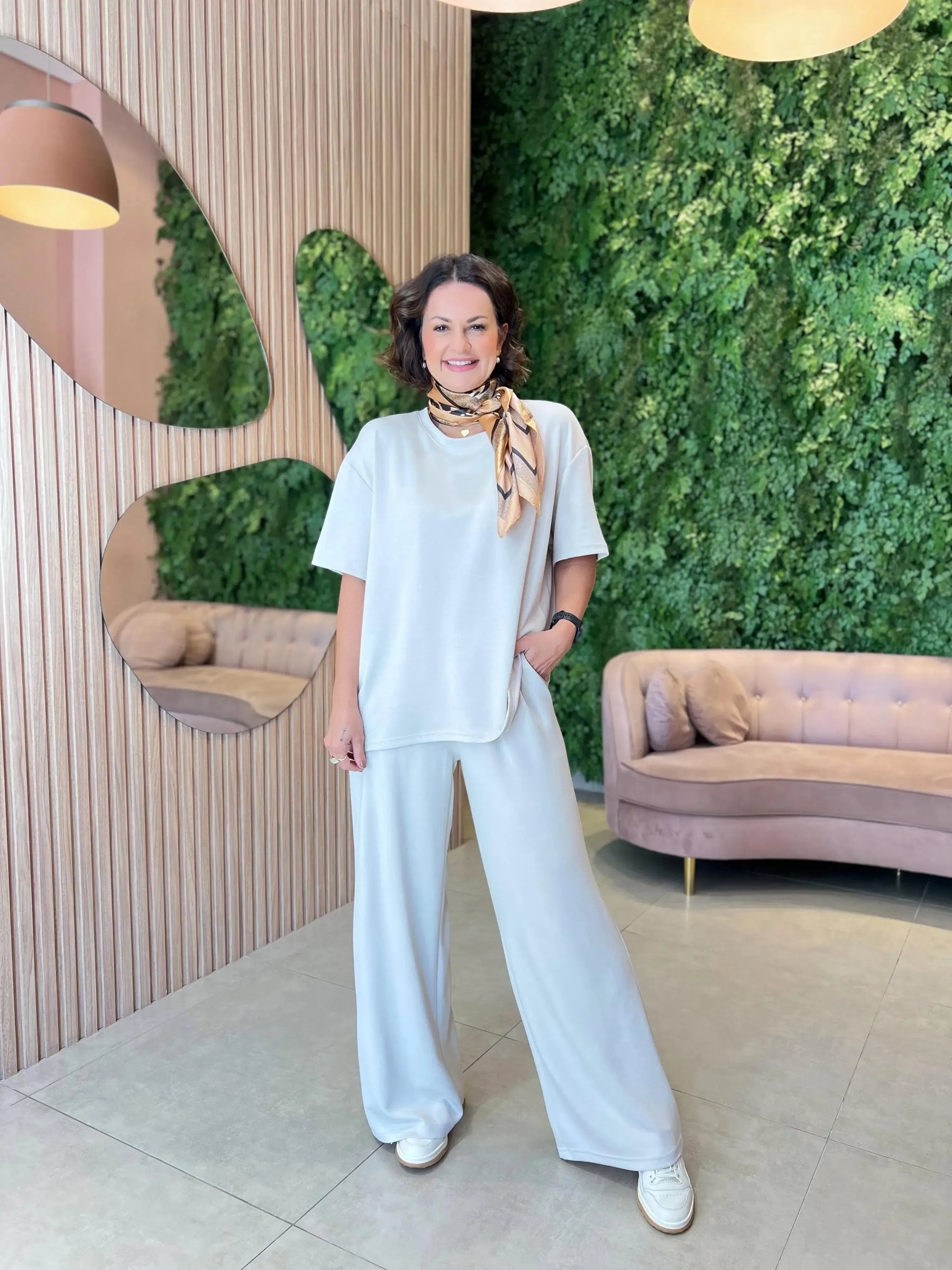 Conjunto Malha Premium Calça + Blusa Ampla, Gelo