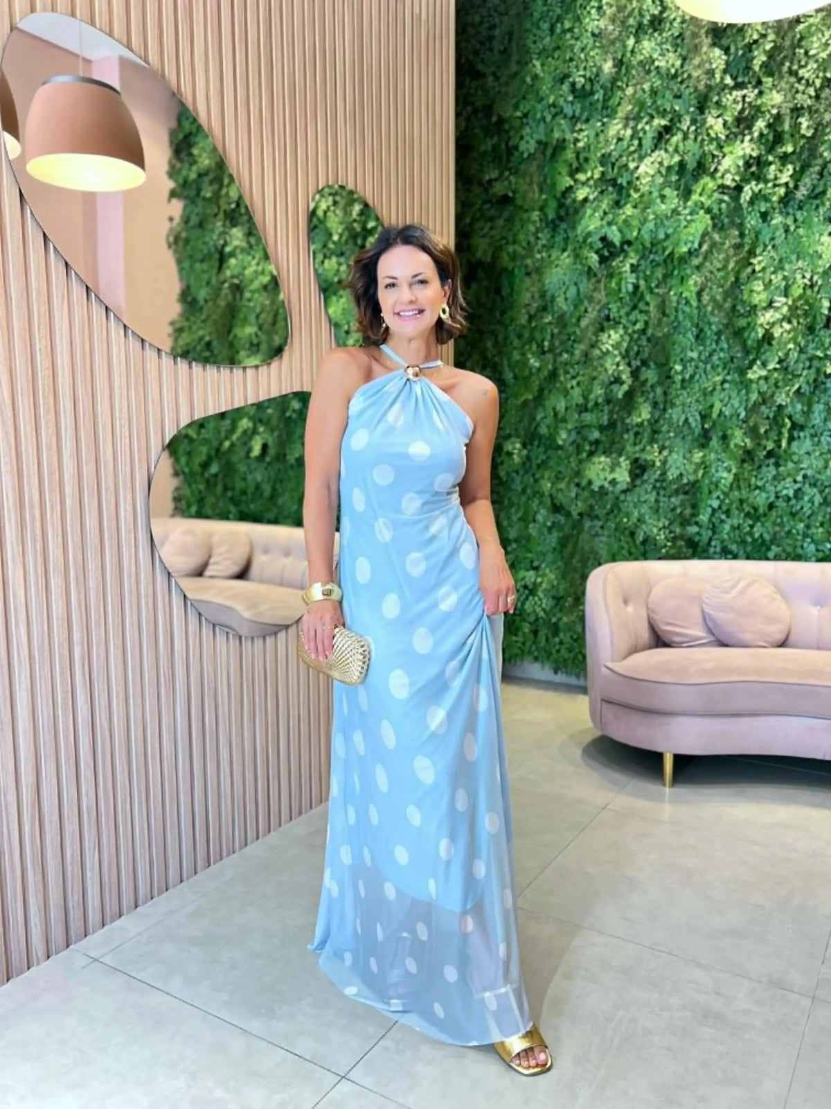 Vestido em tule Santorini amplo Póa , Azul