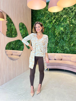 Conjunto Cardigan + Regata Zebra , Bege