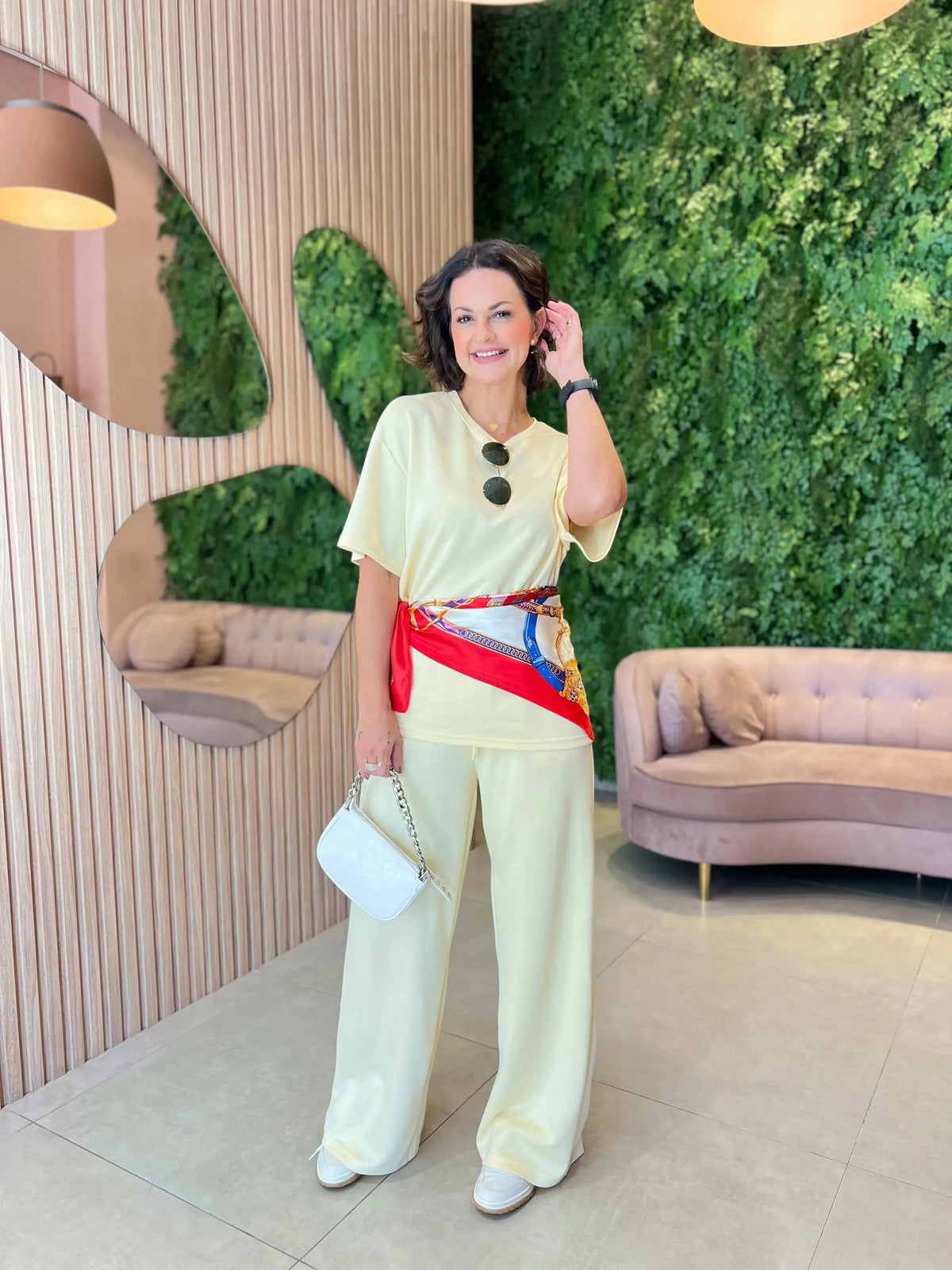 Conjunto Malha Premium Calça + Blusa Ampla, Amarelo