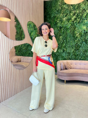 Conjunto Malha Premium Calça + Blusa Ampla, Amarelo