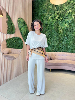 Conjunto Malha Premium Calça + Blusa Ampla, Gelo