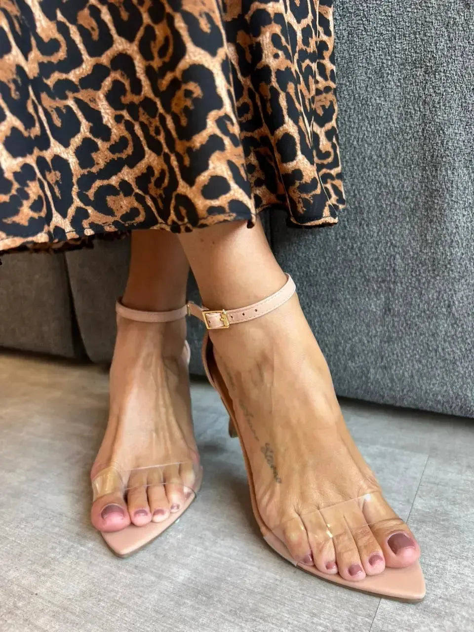 Sandália Cristal Vinil, Nude